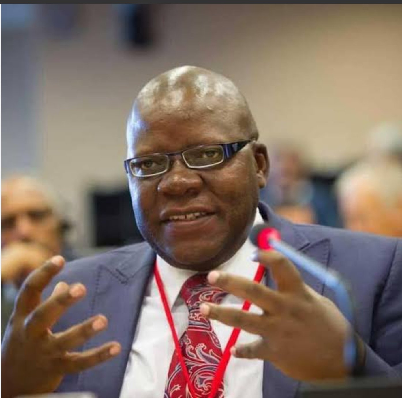 Tendai Biti speaking at a press conference