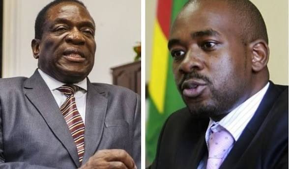Nelson Chamisa and Emmerson Mnangagwa in a political setting