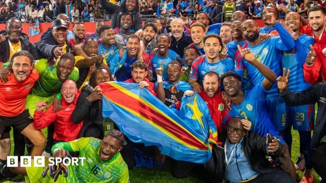 DR Congo players celebrating qualification