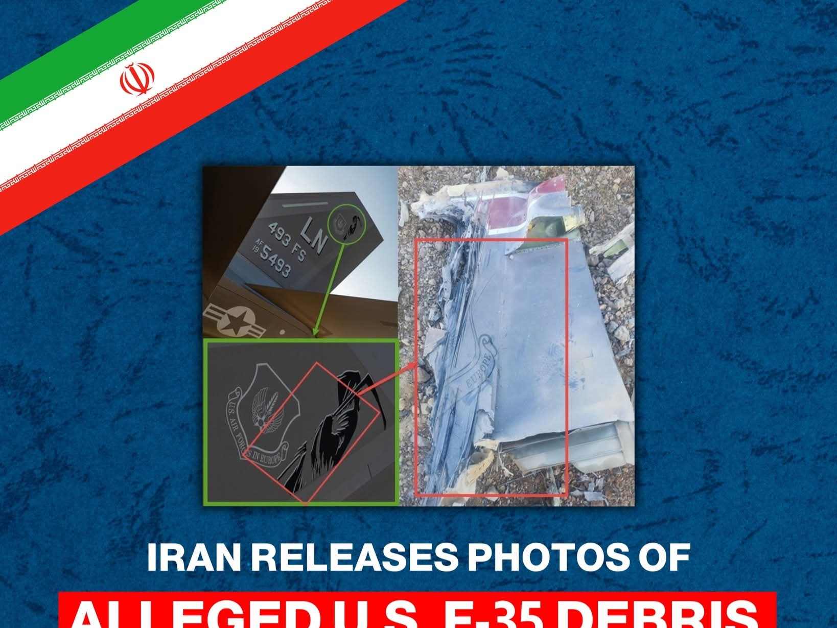 Debris allegedly from a US F-35 jet