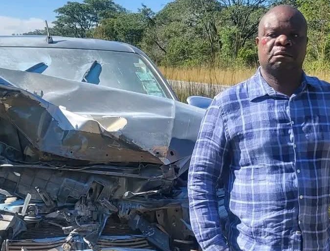 Zimbabwe road scene with emergency response lights